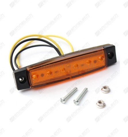 Flad sidemarkeringslygte - Gul / Orange 12V LED